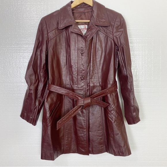 Classic Directions Leather Chestnut Button Front Fully Lined Leather Jacket Sz12 - Picture 1 of 12